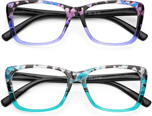 Vista 9 de Gafas de lectura de diseño elegante para mujer, gafas de moda y elegantes para computadora con bloqueo de luz azul, antirreflejos/fatiga ocular, 0.0