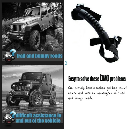 Vista 2 de moveland 4 asas de agarre compatibles con asas de barra antivuelco para Jeep Wrangler YJ TJ JK JL Sports Sahara Freedom Rubicon X y Unlimited