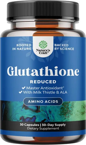 Vista 9 de Suplemento de glutatión reducido con cardo mariano - 500 mg por porción Glutatión L puro con ácido alfa lipoico y silimarina de cardo mariano