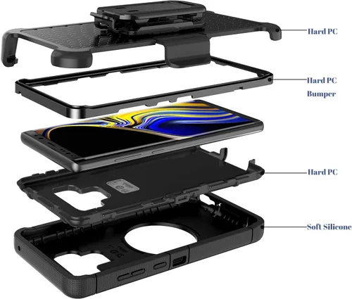 Vista 3 de Fingic Funda para Samsung Note 9, Note 9 para hombre, funda protectora híbrida 4 en 1, a prueba de golpes, resistente a prueba de golpes, funda