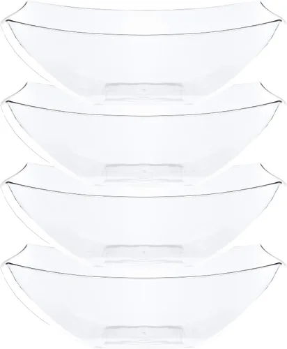 Vista 12 de PLASTICPRO Cuencos cuadrados desechables para servir, aperitivos o ensaladas, plástico negro, paquete de 4, 8 onzas, color negro