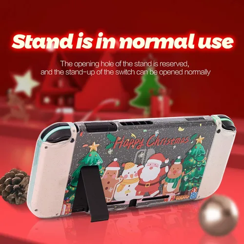 Vista 3 de Funda transparente con purpurina, funda de TPU para interruptor, funda protectora para interruptor con empuñaduras para pulgar y protector
