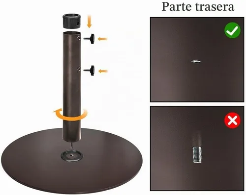 Vista 6 de EliteShade Base redonda resistente para sombrilla de hasta 140 libras, con placa de acero, soporte para sombrilla de patio para mercado al aire