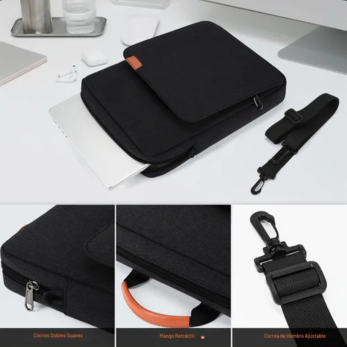 Vista 3 de Funda de transporte para iPad de 13 pulgadas para iPad Pro M5 y Air M4/M3 2026, iPad Pro 12.9, 13.8" Surface Laptop 7th, funda acolchada para Negro