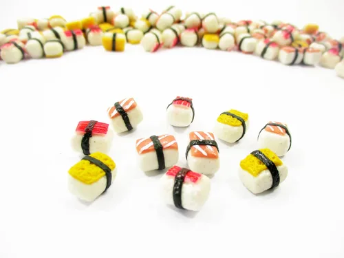 Vista 3 de Casa de muñecas Comida 10 Japonés Sushi Nigiri Miniature Food 14991 Japanese sushi nigiri food clay, tiny 10 loose seafood rice delicacies packs