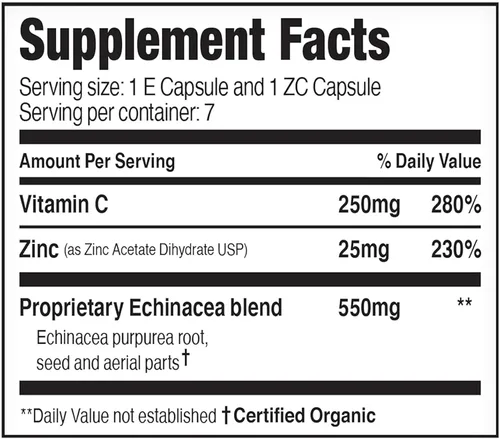 Vista 2 de EZC Pak Refuerzo del sistema inmunológico On The Go con equinácea, vitamina C, zinc, suplemento de apoyo inmunológico, vitaminas inmunitarias