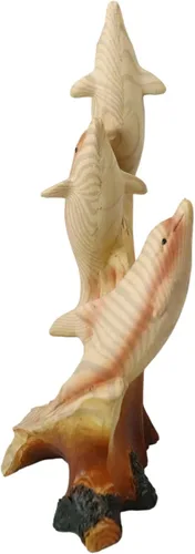 Vista 5 de Ebros Gift Three Dancing Family of Dolphins Escultura de 7 pulgadas de alto de resina de madera sintética de delfines nariz de botella Familia