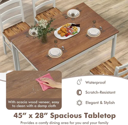 Vista 4 de Nightcore - Juego de mesa de cocina para 4, juego de mesa de comedor de madera con 4 sillas para espacios pequeños, juego de comedor pequeño