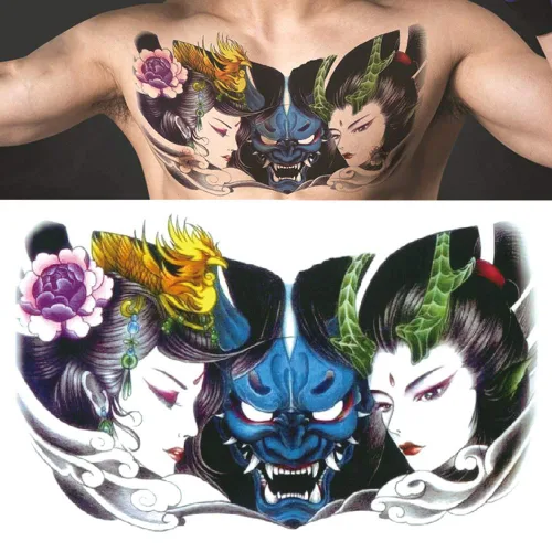 Vista 2 de Glaryyears Tatuajes de dragón para hombres, calcomanías de tatuaje temporales realistas falsas con boceto creativo de larga duración, paquete de 5