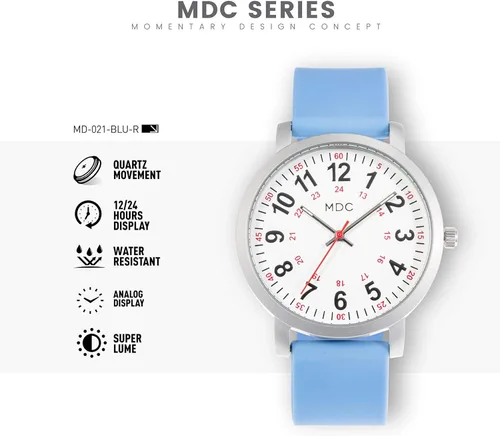 Vista 7 de Infantry MDC 5ATM Waterpfoof Nurse Watch for Medical Students,Doctors,Nursing Watches for Women with Second Hand, Military Time, Silicone Band