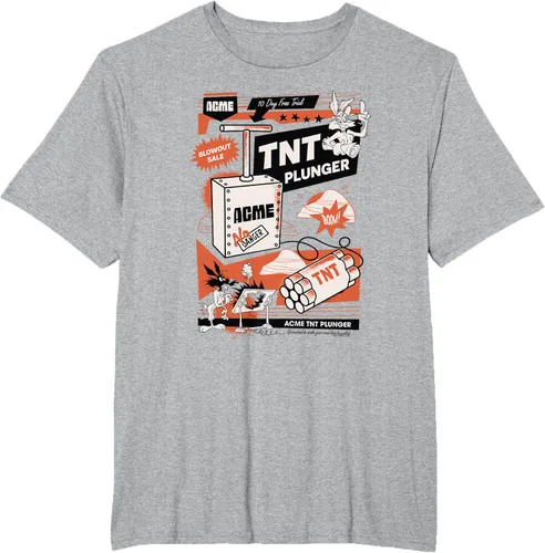 Vista 27 de Looney Tunes Wile E. Coyote - Camiseta de émbolo TNT, Blanco, S