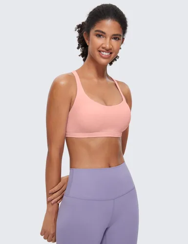 Vista 2 de CRZ YOGA - Sujetadores deportivos con tirantes delgados para mujer, brasier de yoga con relleno, sin varillas, espalda cruzada sexy, lindo