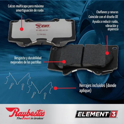 Vista 3 de Raybestos Element3 EHT™ Pastilla de Freno Trasera Automotriz de Reemplazo para Modelos Seleccionados de Honda (Accord, Civic, CRZ, S200), Acura