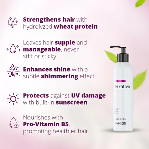 Vista 5 de Image Fixative Natural Styler Gel para el cabello, gel de peinado de sujeción suave para todo tipo de cabello, control de encrespamiento, cuerpo