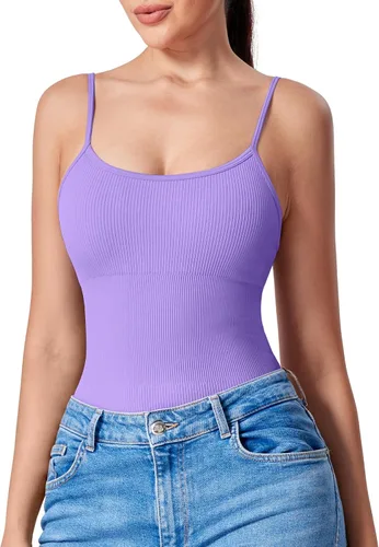Vista 2 de YEOREO Rosi Bodysuit for Women Ribbed Adjustable Strip Bodysuit Square Neck Bodysuit Seamless Shapewear Tops