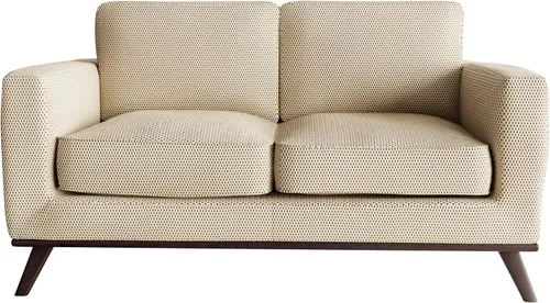 Vista 9 de LeisureMod Chester - Sofá de dos plazas de cuero y malla con base de madera de abedul para sala de estar, dormitorio u oficina (malla beige)