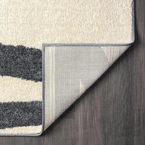 Vista 6 de Abani Nuevo Collection - Alfombra de área, diseño artístico moderno marfil/gris, 4 x 6 pies, fácil de limpiar, duradera para niños y mascotas,