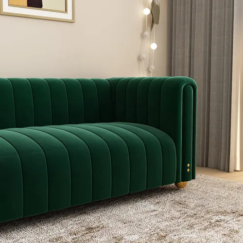 Vista 7 de Sofá modular en forma de L con otomana para espacios pequeños, sofá moderno de mediados de siglo, sofá biplaza convertible, sofá seccional para sala