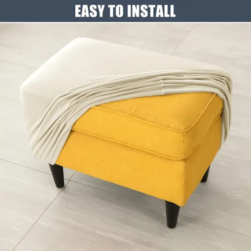 Vista 5 de CONRUSER Fundas elásticas para otomanas, fundas otomanas de terciopelo suave, fundas rectangulares pequeñas para taburete de almacenamiento, funda