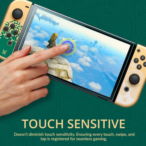 Vista 7 de Orzly Protector de pantalla de vidrio para Nintendo Switch OLED 2021 accesorios de consola (paquete de 4) Vidrio templado Life time Edition