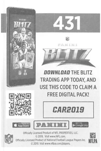 Vista 2 de 2019 NFL Football Panini Album Sticker #431 Carolina Panthers Logo Carolina Panthers Foil (2 inches Wide X 2 1/4 Inch Tall Individual Album Sticker)