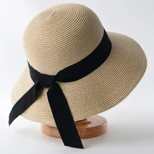 Vista 9 de Women Beach Sun Hat Wide Brim Fashion Bucket Cap Beige