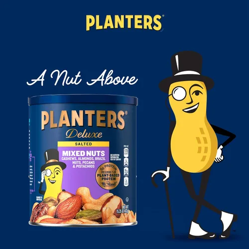 Vista 5 de PLANTERS - Nueces mixtas de lujo tostadas: anacardos, almendras, nueces de Brasil, pistachos y pecanas, proteína vegetal, bocadillo rápido