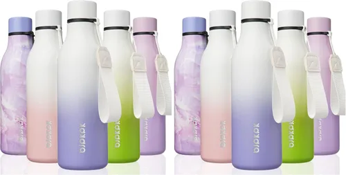 Vista 37 de BJPKPK Botellas de agua aisladas, botella de agua de metal de acero inoxidable de 12 onzas con correa, sin BPA a prueba de fugas, jarras, tazas