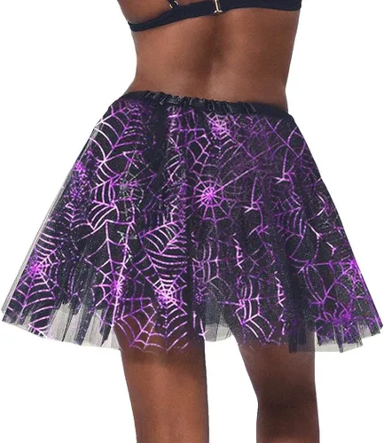 Vista 5 de COSYDAYS Falda tutú de tul de Halloween, falda de tutú de ballet para adultos, falda de tutú de calabaza para fiesta de festival para mujer