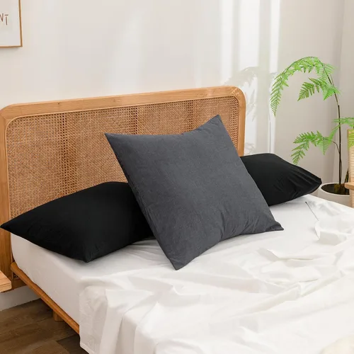 Vista 44 de BESTOUCH 100% Algodón Lavado Funda de Almohada para Cabello y Piel, Sensación de Lino, Suave, Cómoda, Transpirable, Juego de 2 Fundas de Almohada