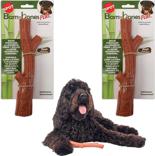 Vista 14 de SPOT Bam-Bones Plus Branch - Fibra de bambú y nailon, masticable duradero y de larga duración para perros masticadores agresivos, gran juguete
