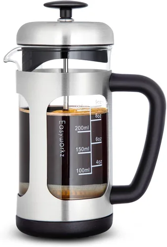 Vista 8 de Easyworkz French Press - Cafetera de 12 onzas con vidrio de borosilicato, mango de agarre suave