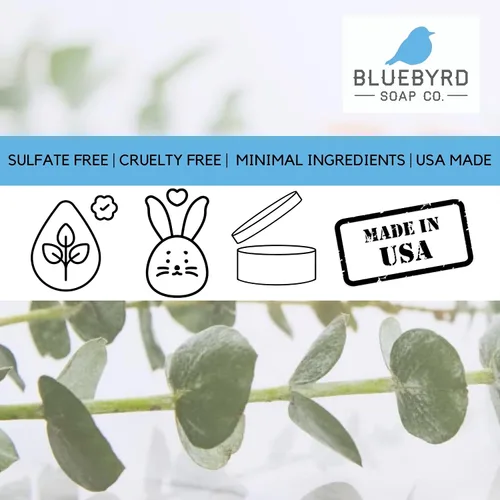 Vista 4 de Bluebyrd Soap Co. Perfume de eucalipto y menta para el cabello Niebla para el cabello perfumada relajante sin peso Sin alcohol, sin parabenos