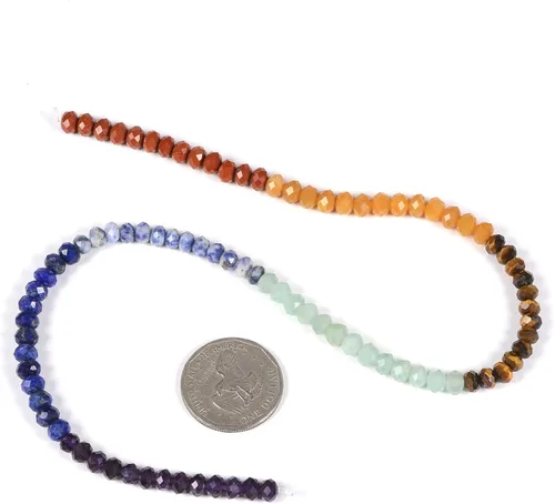 Vista 2 de 7 chakras piedras preciosas de 0.236 in de piedras preciosas facetadas Rondelle sueltas cuentas para hacer joyas DIY cuentas de 16 pulgadas