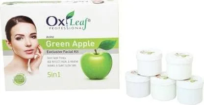 Vista 3 de Kit facial de manzana verde, máscara facial, crema de masaje, gel facial, exfoliante facial exclusivo 5 en 1