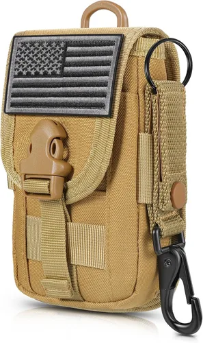 Vista 13 de SOWHUP Bolsa Táctica Molle Pequeña con Funda para Celular, Organizador de Gadgets EDC para Cintura