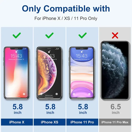Vista 2 de ImpactStrong Protector de pantalla de vidrio templado inastillable para iPhone 11 Pro/iPhone XS/iPhone X, marco de fácil instalación, sin burbujas