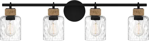 Vista 13 de Quoizel Naturals Baltic - Luces modernas de tocador de 14.5 pulgadas, 2 luces, estilo costero, color negro mate y cristal de agua transparente