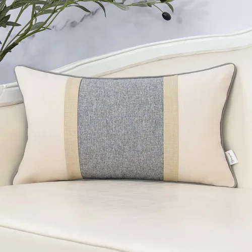 Vista 9 de Yangest - Funda de cojín de patchwork de lujo de 18x18 pulgadas, funda de almohada cuadrada de algodón y lino para sofá, dormitorio y sala de estar