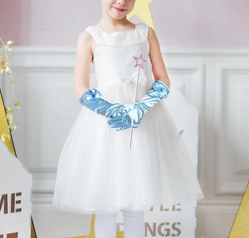 Vista 5 de Penta Angel Guantes de vestir de princesa con lazos largos para niñas y niños pequeños