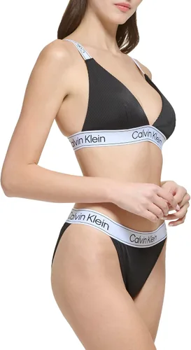 Vista 5 de Calvin Klein Conjunto de bikini de cintura baja con logotipo elástico y triángulo para mujer