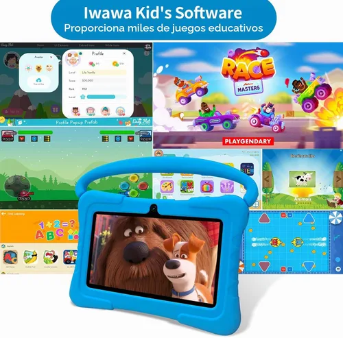 Vista 4 de Tableta para niños de 7 pulgadas con funda, tabletas Android de 32 GB para niños, 1 TB expandir