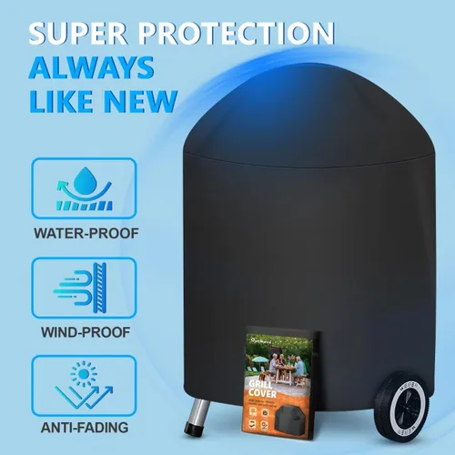 Vista 5 de Funda para Parrilla Kettle de 22 Pulgadas - Funda Superior para Parrilla de Carbón para Parrilla Weber Kettle - Fundas de Barbacoa al Aire Libre