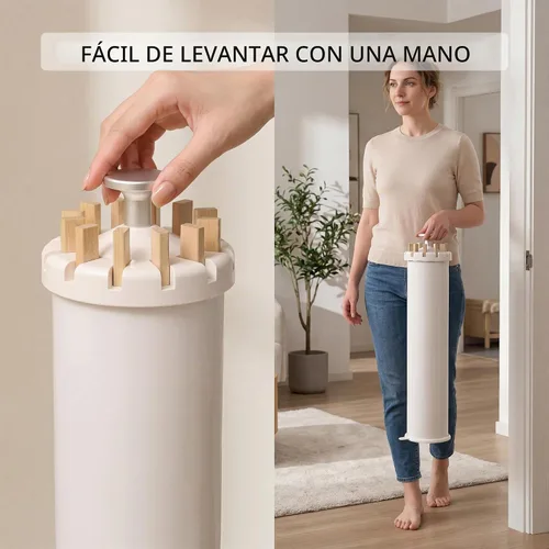 Vista 5 de LEQ Tendedero plegable para ropa interior con 4 pies de soporte, tendedero de ropa para apartamento con 12 brazos de secado de madera