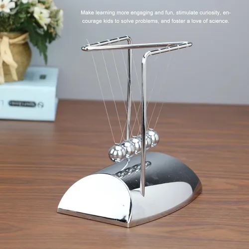 Vista 2 de Newton - Péndulo de cuna con 7 bolas de acero, bolas de balanceo clásicas de equilibrio, bolas de movimiento perpetuo de Newtons en forma de Z