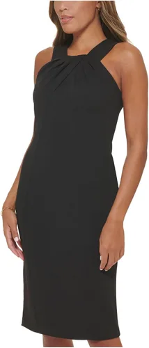 Vista 3 de Calvin Klein Cuello Halter Plisado Scuba Crepe Vaina