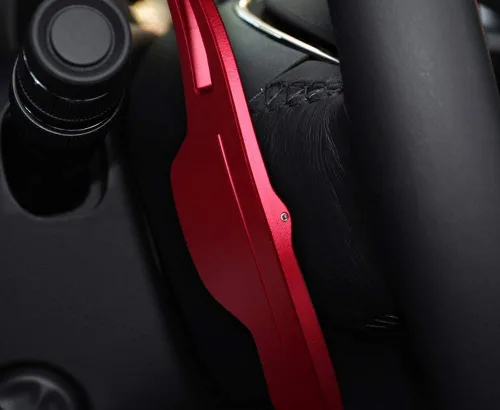 Vista 6 de iJDMTOY Deportes Rojo CNC Billet Aluminio Grandes Extensiones de Paleta Compatible con Cadillac XTS 2013-2019