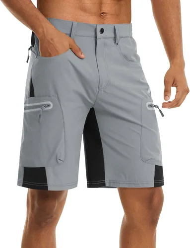 Vista 5 de EKLENTSON Pantalones cortos de verano de secado rápido Ripstop, ligeros, con bolsillos con cremallera