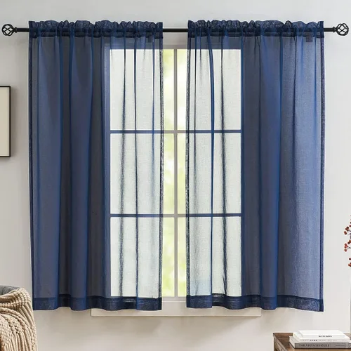 Vista 45 de MYSTIC-HOME Juego de cortinas de niveles transparentes blancas para cocina de 24 pulgadas de largo, tratamiento de cortinas para ventanas pequeñas