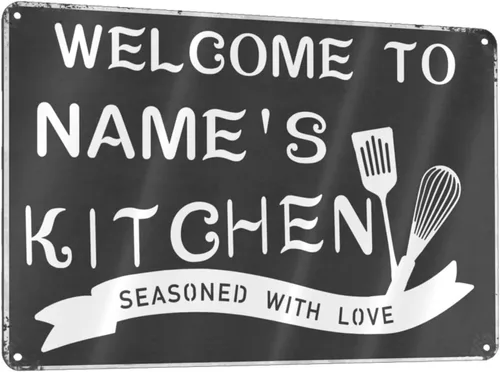 Vista 20 de Letreros de cocina personalizados con nombre personalizado, letrero de cocina condimentado con amor, letrero de cocina para decoración del hogar